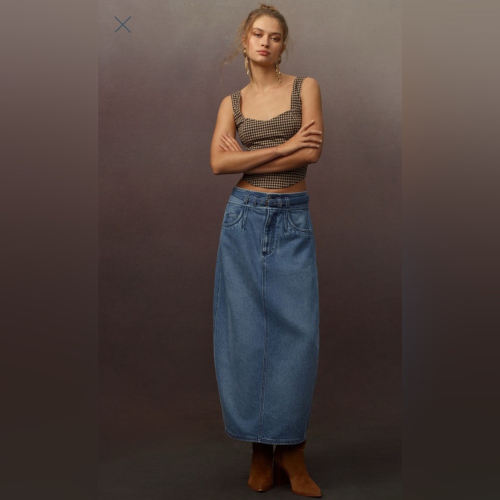 Barrel Denim Midi Skirt Pilcro by Anthropologie